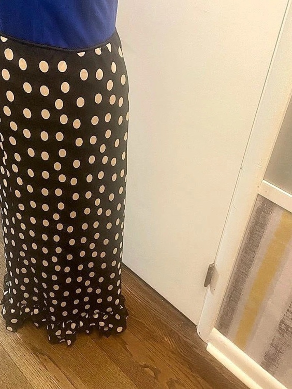 apatrahan matrix Polka Dot Maxi Skirt in Black & cream Like New